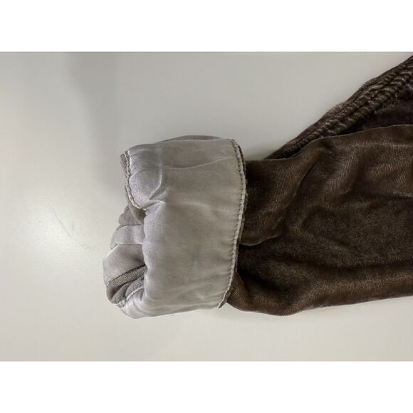 CP SHADES Size S Catrin Crushed Velvet LS Button Up Shirt Brown Rayon Silk - Picture 6 of 12